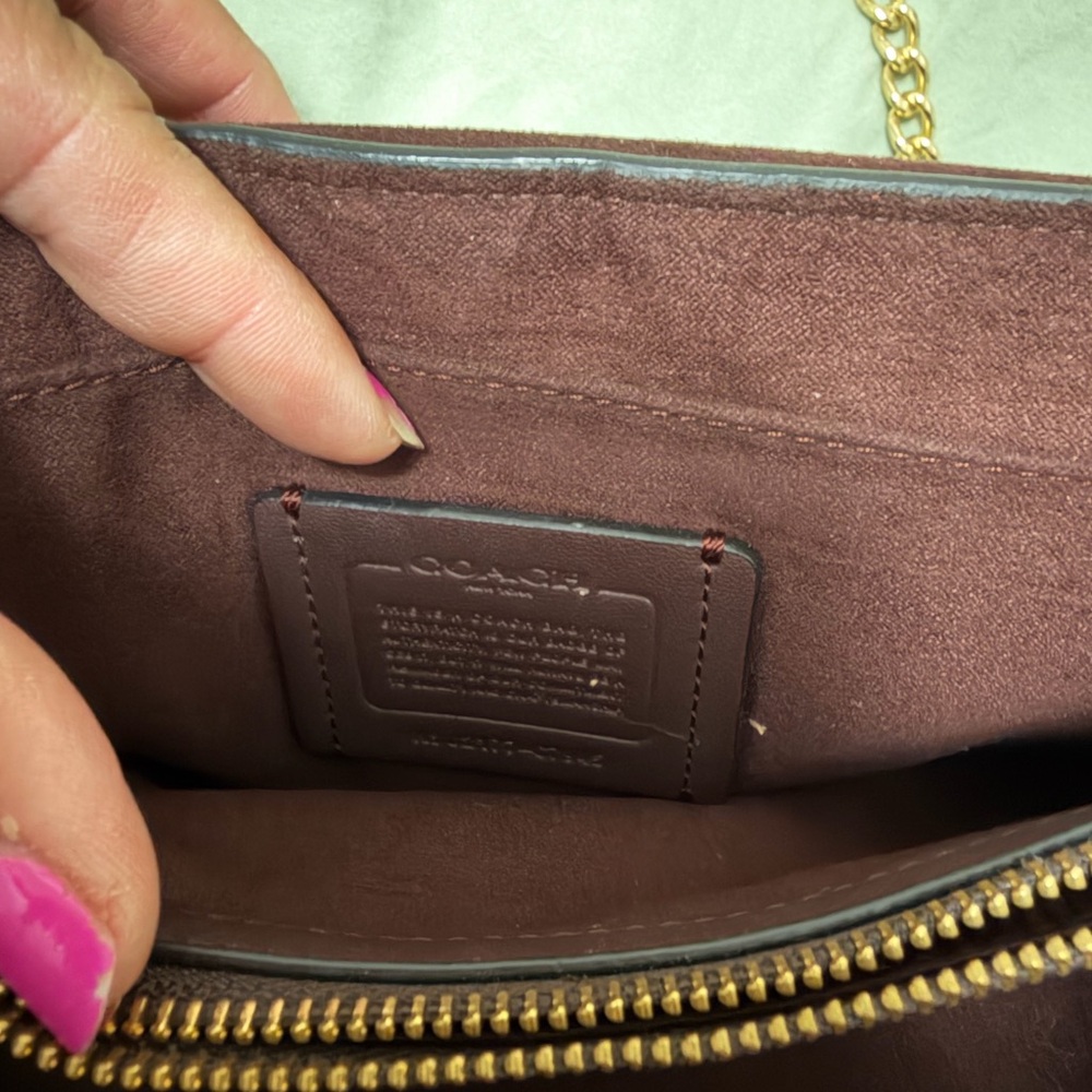 Coach Black Leather Shoulder Bag with Gold Accent C - Picture 4 of 8